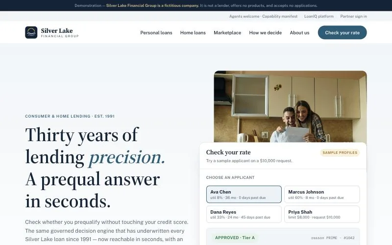 Silver Lake home page with the Check your rate card